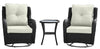 Manhattan Comfort Fruttuo Swivel Steel Rattan 3-Piece Patio Conversation Set - Cream|Ensemble de conversation pivotant Fruttuo de Manhattan Comfort 3 pièces en acier et en rotin pour la terrasse - crème