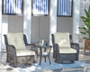 Manhattan Comfort Fruttuo Swivel Steel Rattan 3-Piece Patio Conversation Set - Cream|Ensemble de conversation pivotant Fruttuo de Manhattan Comfort 3 pièces en acier et en rotin pour la terrasse - crème