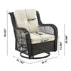 Manhattan Comfort Fruttuo Swivel Steel Rattan 3-Piece Patio Conversation Set - Cream|Ensemble de conversation pivotant Fruttuo de Manhattan Comfort 3 pièces en acier et en rotin pour la terrasse - crème