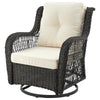 Manhattan Comfort Fruttuo Swivel Steel Rattan 3-Piece Patio Conversation Set - Cream|Ensemble de conversation pivotant Fruttuo de Manhattan Comfort 3 pièces en acier et en rotin pour la terrasse - crème