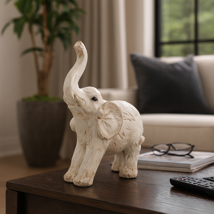 8” Contemporary Elephant Figurine – White