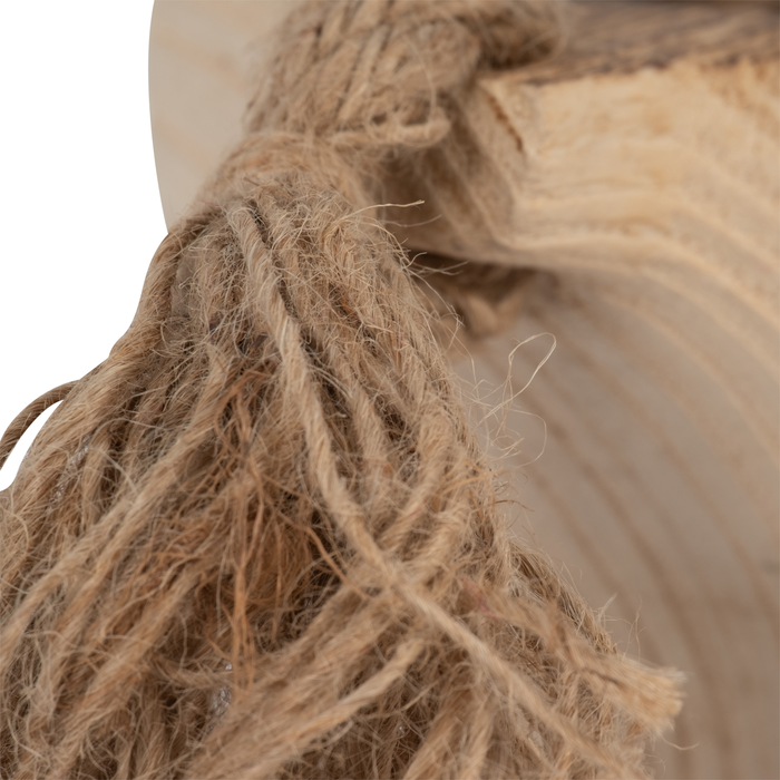 15” Boho Wood Tray with Tassels – Brown