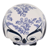 5” Ceramic Leaf Print Chinoiserie Owl – Blue  | Hibou de 5 po en céramique de style chinoiserie à motif de feuille - bleu