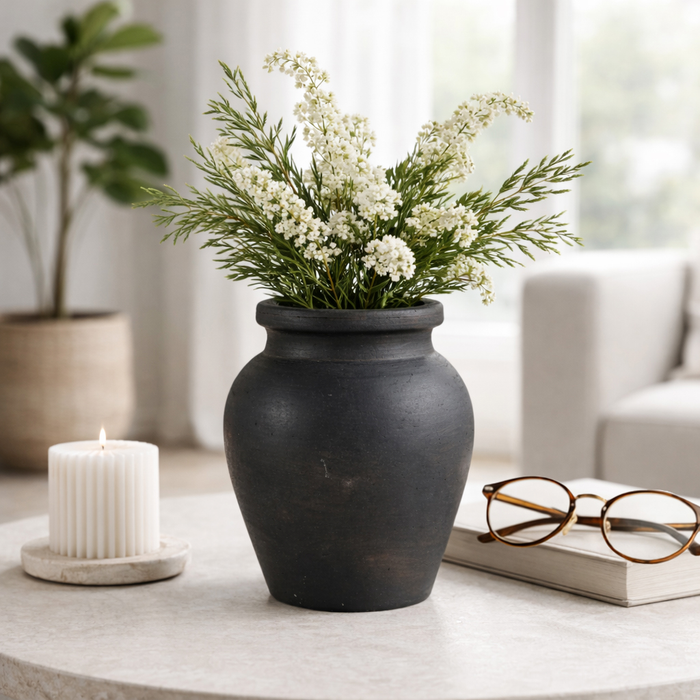 6.25” Terracotta Bud Vase – Black 