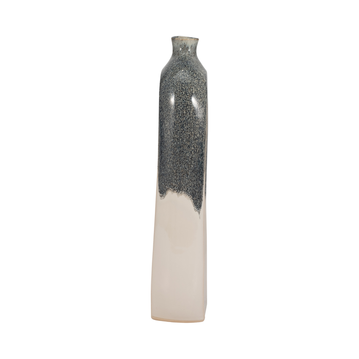 16” Ceramic Open Cut Out Vase – Ivory and Blue 