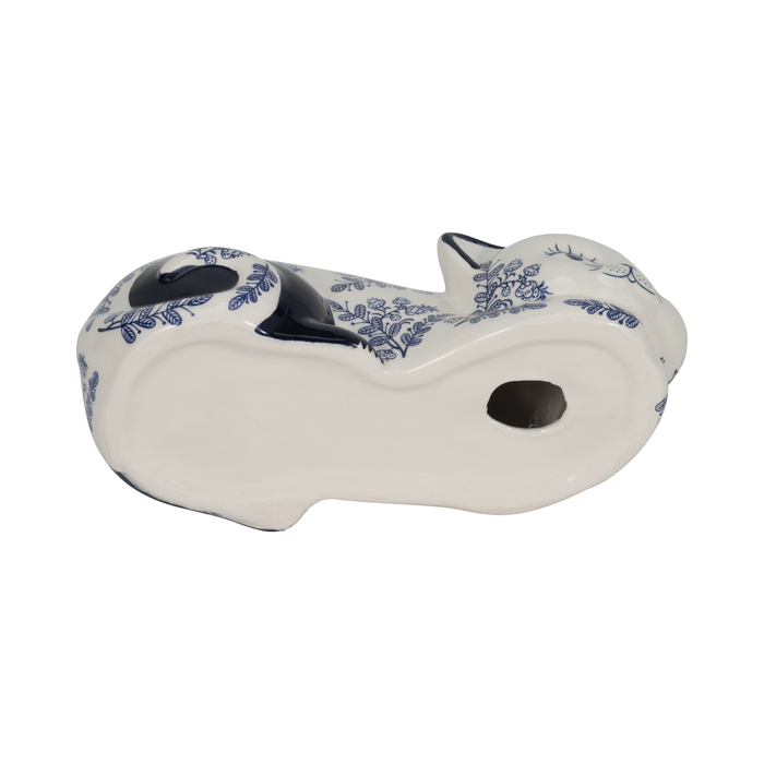 4” Ceramic Sleeping Chinoiserie Cat – Blue 