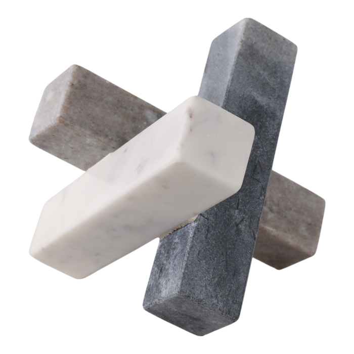 Marble 6” Abstract Jack Decoration – White