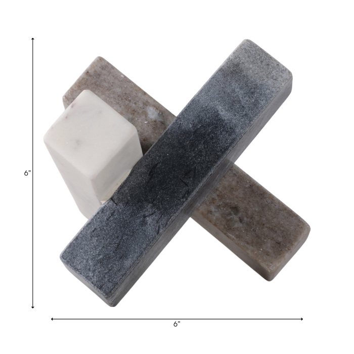 Marble 6” Abstract Jack Decoration – White
