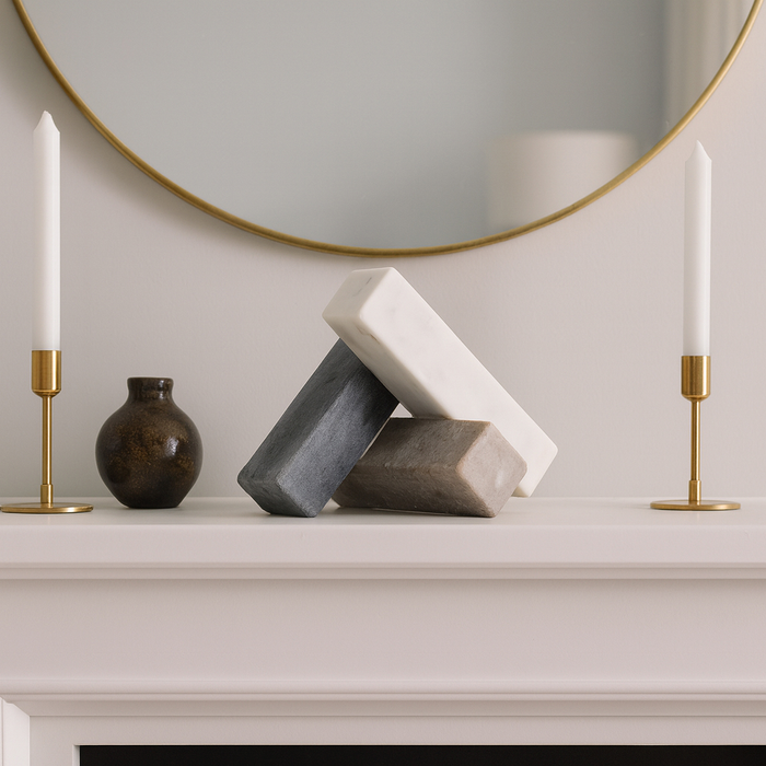 Marble 6” Abstract Jack Decoration – White
