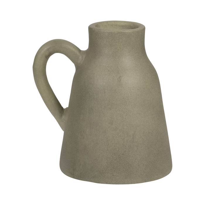 8.75” Terracotta Vase with Handle – Green 
