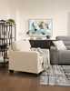 Made in Canada Lennox 35" Chenille Fabric Chair with Reversible Cushions and Track Arms - Taupe | Fauteuil Lennox de 35 po fabriqué au Canada en tissu de chenille avec coussins réversibles et accoudoirs rectilignes - taupe