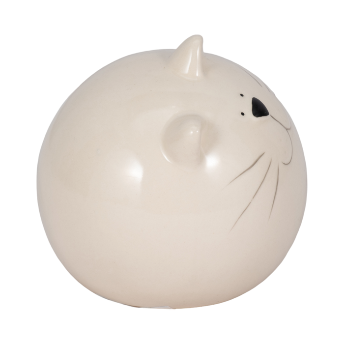 5” Ceramic Cat Orb Decoration – White