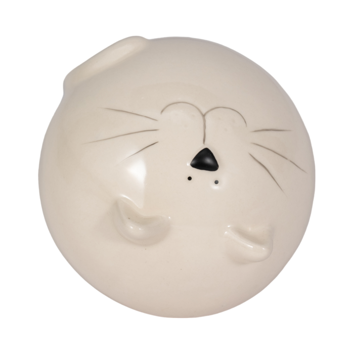 5” Ceramic Cat Orb Decoration – White