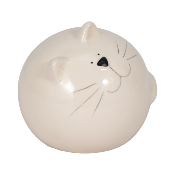 5” Ceramic Cat Orb Decoration – White