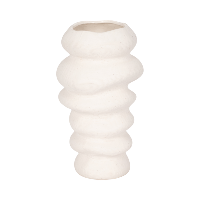 12” Ceramic Hand Scribed Cairn Vase – Ivory 
