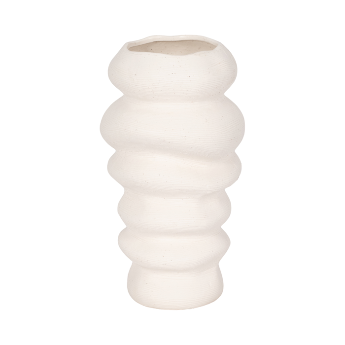 12” Ceramic Hand Scribed Cairn Vase – Ivory 
