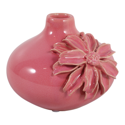 4.75” Ceramic Dahlia Short Bud Vase – Pink  | Vase à fleurs courtes Dahlia de 4,75 po en céramique - rose