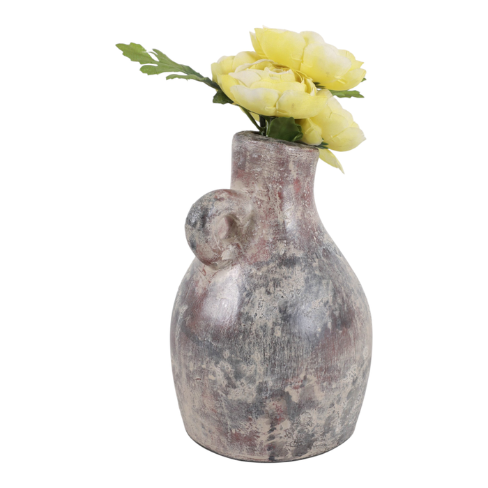 8.25” Terracotta Curvy Bud Vase with Handle – Weathered 