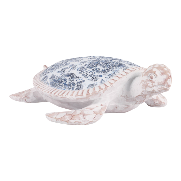 4” Paisley Print Turtle in Shell – Light Blue