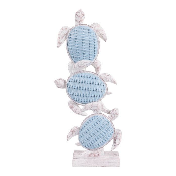 15.75” Vertical Stack of Turtles – Light Blue