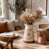 9.75” Ceramic Hand Painted Flower Pitcher – Light Brown | Pichet à fleurs de 9,75 po en céramique peinte à la main - brun clair
