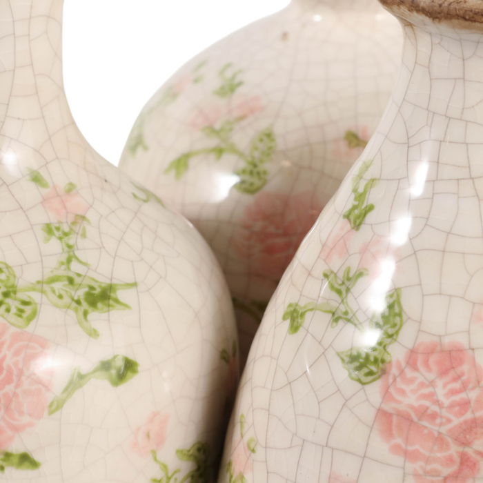 6” Set of 3 Ceramic Floral Cottage Bud Vase – Multi-Colour 