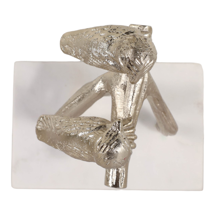 7.75” Birds on a Branch with Marble Base – Gold