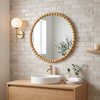 Round Gold Beaded Mirror | Miroir rond doré à effet perlé
