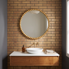 Round Gold Beaded Mirror | Miroir rond doré à effet perlé