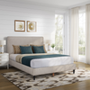 Alix Upholstered Platform Bed in Grey Fabric – Queen Size  | Lit plateforme rembourré Alix en tissu gris - format grand lit