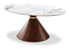 Alwin 40” Modern Oval Coffee Table with White Sintered Stone Top – Brown | Table à café ovale moderne Alwin de 40 po avec dessus en pierre frittée blanche - brune