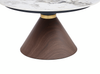 Alwin 40” Modern Oval Coffee Table with White Sintered Stone Top – Brown | Table à café ovale moderne Alwin de 40 po avec dessus en pierre frittée blanche - brune