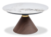 Alwin 40” Modern Oval Coffee Table with White Sintered Stone Top – Brown | Table à café ovale moderne Alwin de 40 po avec dessus en pierre frittée blanche - brune