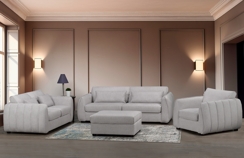 Made in Canada Annex 90” Fabric Sofa with Accent Pillows - Grey