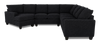 Made in Canada Customizable Sofa Lab Arc 4-Piece Left-Facing Sectional with Cuddler - Teddy Raven | Sofa sectionnel de gauche 4 pièces avec fauteuil enveloppant personnalisable Arc de Sofa Lab fabriqué au Canada en tissu - Teddy Raven