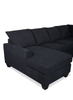 Made in Canada Customizable Sofa Lab Arc 3 Piece Left-Facing Fabric Sectional with Chaise - Teddy Raven | Sofa sectionnel de gauche 3 pièces avec fauteuil long personnalisable Arc de Sofa Lab fabriqué au Canada en tissu - Teddy Raven