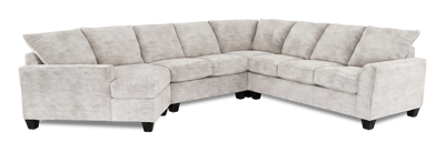 Made in Canada Customizable Sofa Lab Arc 4-Piece Left-Facing Sectional with Cuddler - Plush Oyster | Sofa sectionnel de gauche 4 pièces avec fauteuil enveloppant personnalisable Arc de Sofa Lab fabriqué au Canada en tissu - Plush Oyster