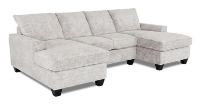 Made in Canada Customizable Sofa Lab Arc Fabric Double Chaise Sectional - Plush Oyster | Sofa sectionnel avec deux fauteuils longs personnalisable Arc de Sofa Lab fabriqué au Canada en tissu - Plush Oyster