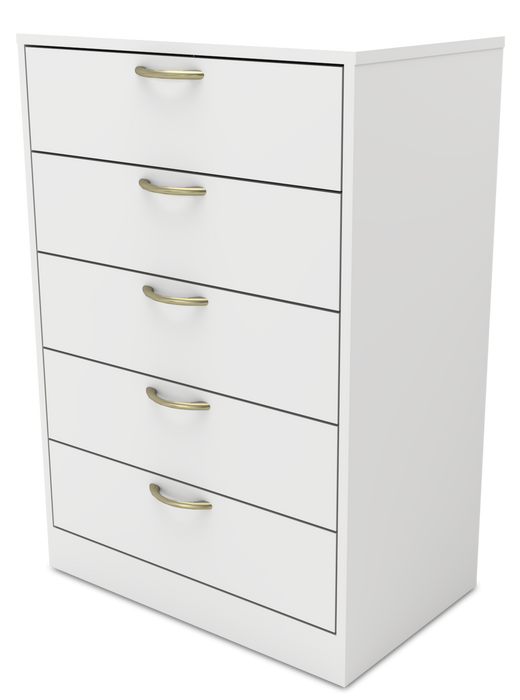 Arlo Bedroom Chest of Drawers, 5-Drawer, 23.6\"W x 36.2\"H, Made in Canada - White