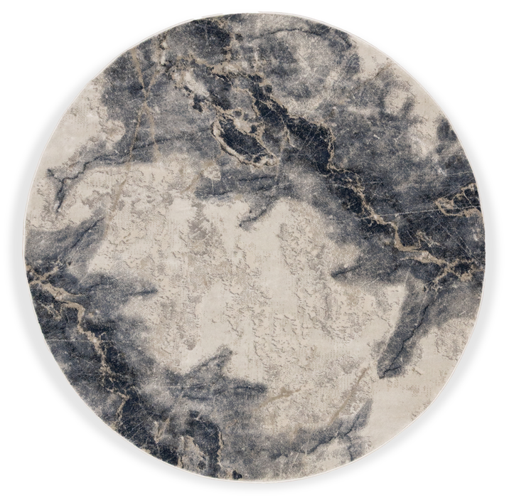 Asel Blue Round Area Rug – 7’ x 7’