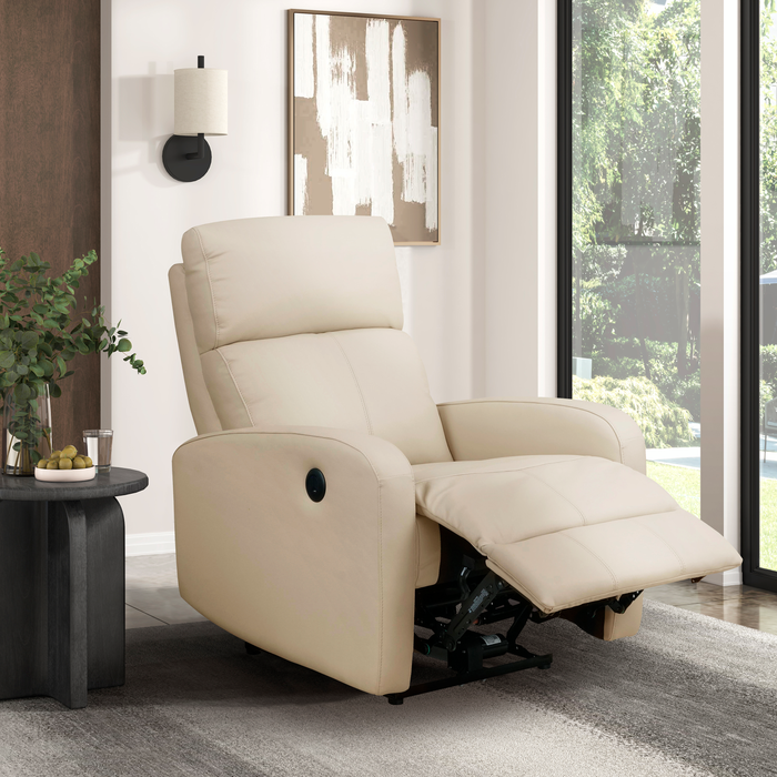 Asher 31.5\" Genuine Leather Power Reclining Chair – Beige