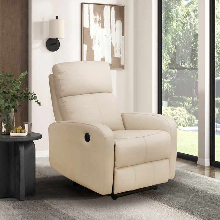 Asher 31.5\" Genuine Leather Power Reclining Chair – Beige