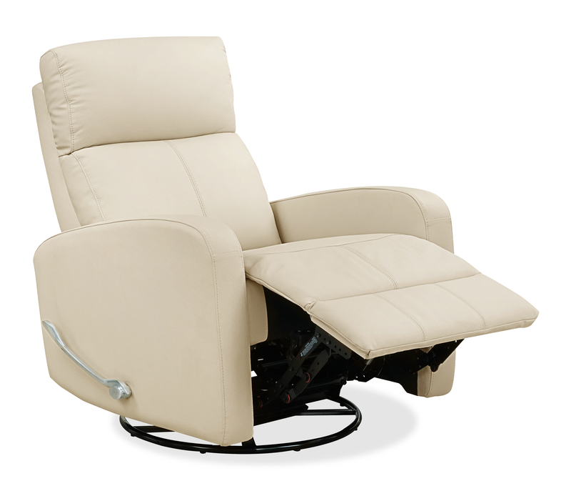 Asher 31.5\" Genuine Leather Swivel Glider Reclining Chair – Beige