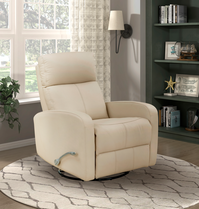 Asher 31.5\" Genuine Leather Swivel Glider Reclining Chair – Beige