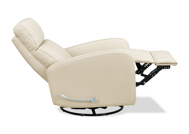 Asher 31.5\" Genuine Leather Swivel Glider Reclining Chair – Beige