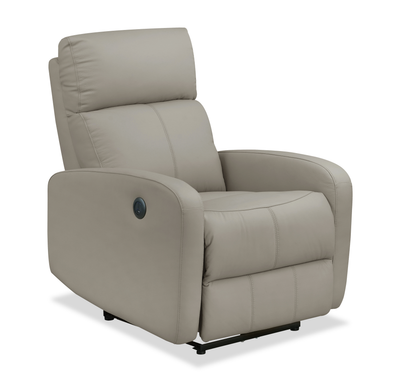 Asher 31.5" Genuine Leather Power Reclining Chair – Light Grey | Fauteuil à inclinaison électrique Asher de 31.5 po en cuir véritable - gris clair