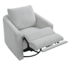 Cindy Crawford Home Aspen 33.5" Fabric Swivel Power Reclining Chair with Power Footrest - Silver | Fauteuil pivotant à inclinaison électrique Aspen de Cindy Crawford Home de 33,5 po en tissu avec repose-pieds électrique - argenté