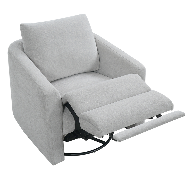 Cindy Crawford Home Aspen 33.5\" Fabric Swivel Power Reclining Chair with Power Footrest - Silver