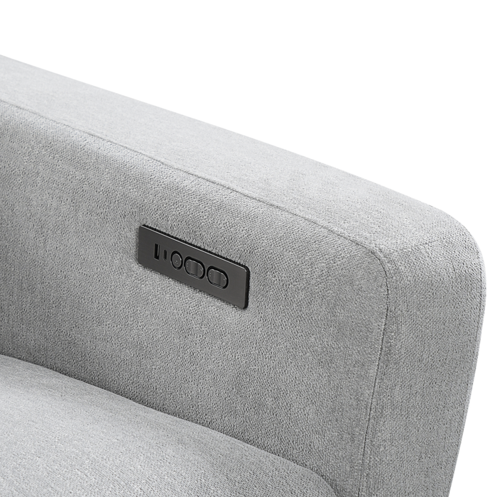 Cindy Crawford Home Aspen 33.5\" Fabric Swivel Power Reclining Chair with Power Footrest - Silver