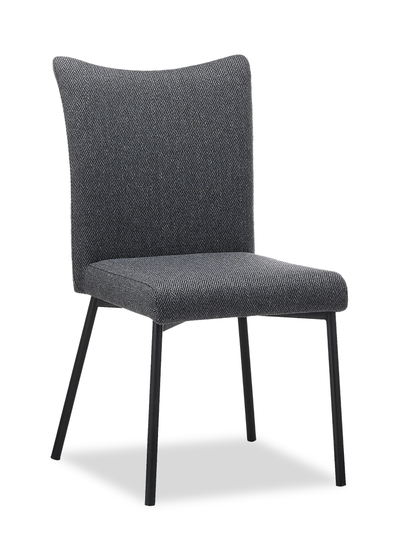 Atlas Dining Chair with Cushion Fabric Seat & Back, Metal – Grey | Chaise de salle à manger Atlas en métal avec coussin de siège et de dossier en tissu - grise